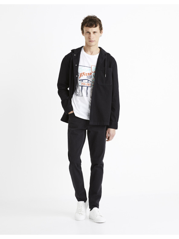 Celio Fekete férfi farmer kapucnis póló Celio Dadenim