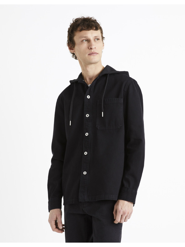 Celio Fekete férfi farmer kapucnis póló Celio Dadenim