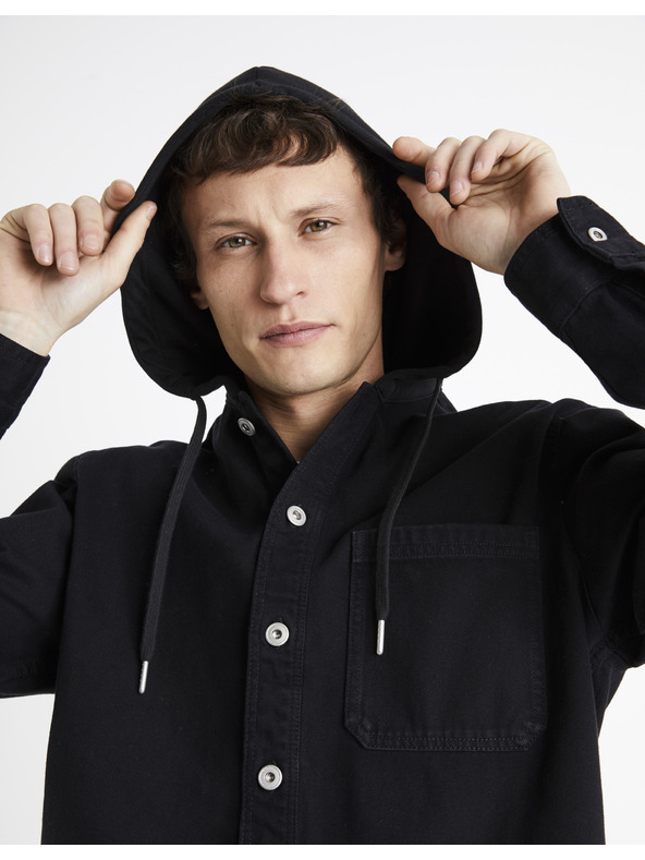 Celio Fekete férfi farmer kapucnis póló Celio Dadenim