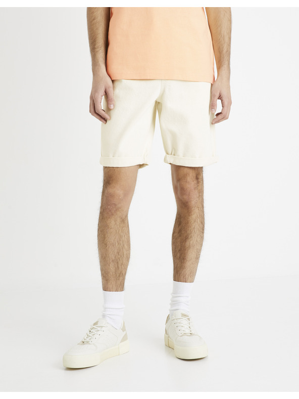 Celio Krémszínű férfi farmer rövidnadrág Celio Dojogdenbm