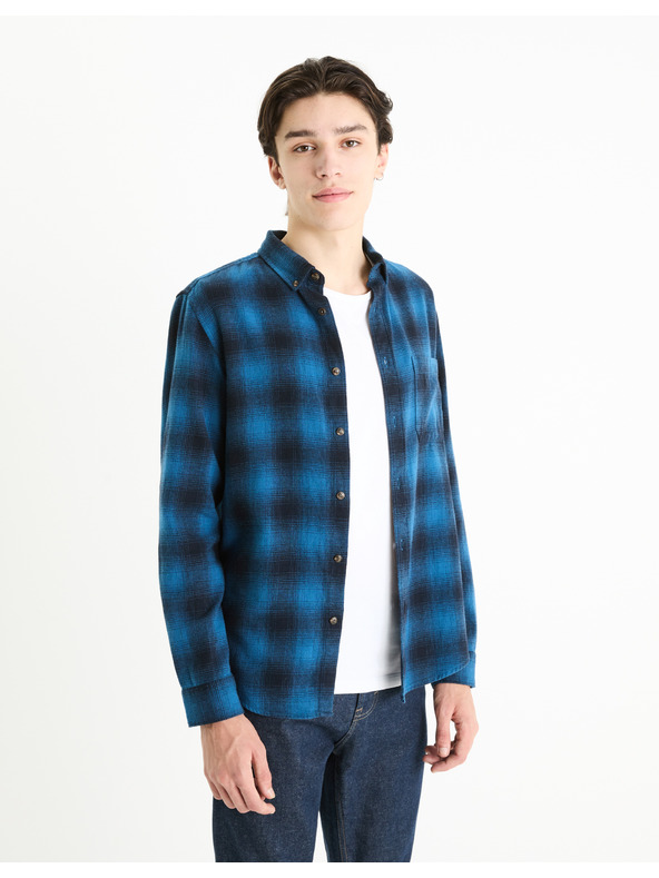 Celio Kék férfi kockás ing Celio Fabuche