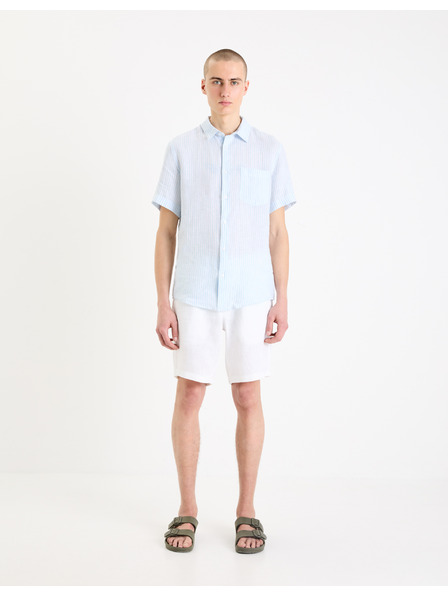 Celio Világoskék férfi csíkos lenvászon ing Celio Damarlin