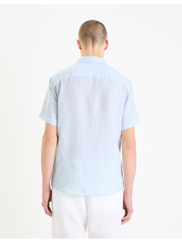 Celio Világoskék férfi csíkos lenvászon ing Celio Damarlin