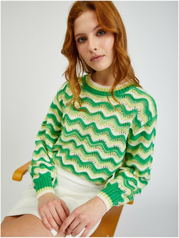 Orsay ORSAY zöld-sárga csíkos női pulóver