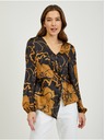 Orsay ORSAY barna-fekete szatén virágmintás női blúz