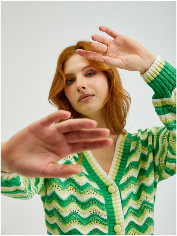 Orsay ORSAY zöld csíkos női kardigán