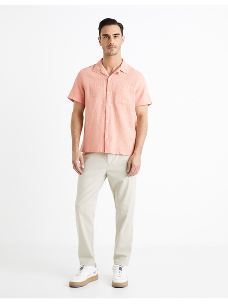 Celio Sárgabarack színű férfi vászon póló Celio Fatext