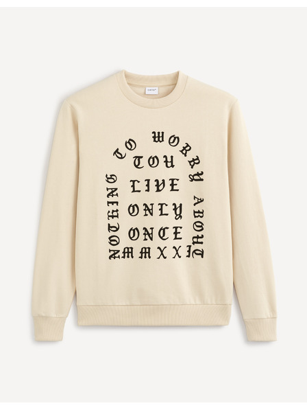 Celio Bézs férfi nyomtatott kapucnis póló Celio