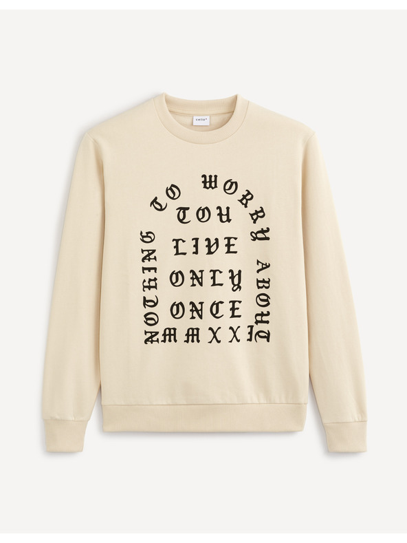 Celio Bézs férfi nyomtatott kapucnis póló Celio