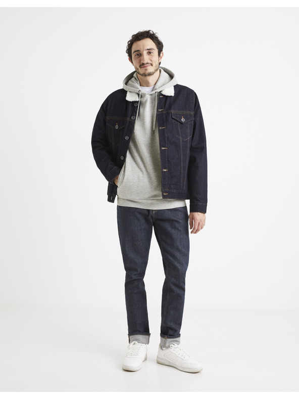 Celio Szürke férfi alap kapucnis pulóver Celio