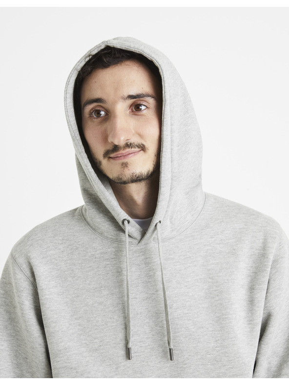 Celio Szürke férfi alap kapucnis pulóver Celio