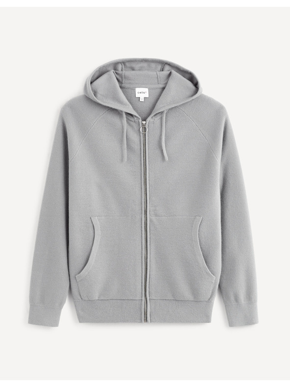 Celio Szürke férfi kapucnis pulóver Celio