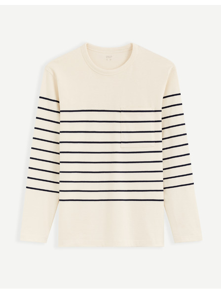 Celio Krém színű férfi csíkos póló Celio Veboxmlr