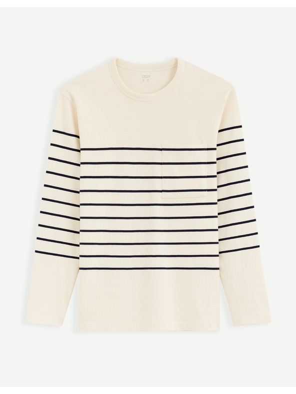 Celio Krém színű férfi csíkos póló Celio Veboxmlr