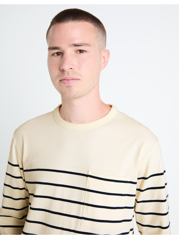 Celio Krém színű férfi csíkos póló Celio Veboxmlr