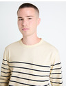 Celio Krém színű férfi csíkos póló Celio Veboxmlr