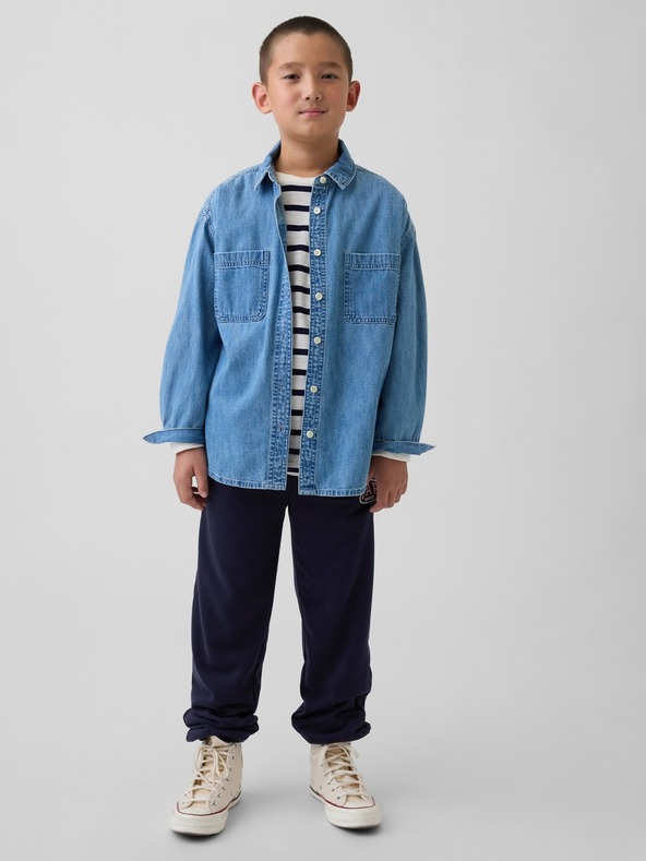 GAP Gyerek fleece sportnadrág logóval army GAP