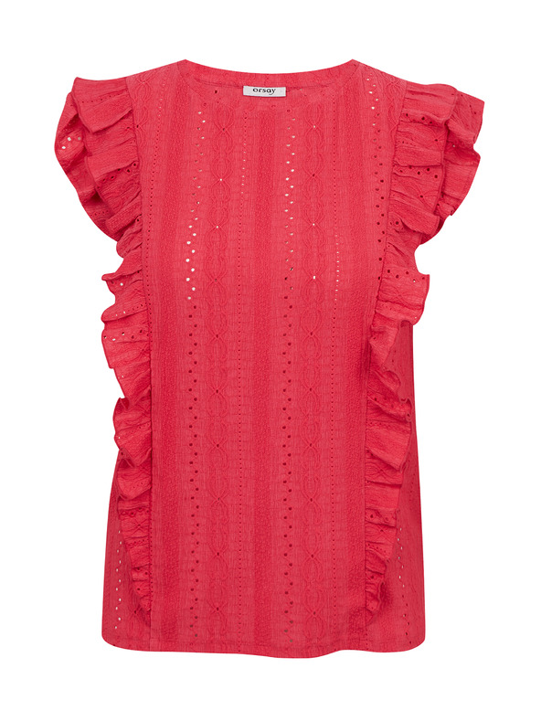 Orsay ORSAY sötétrózsaszín fodros női póló
