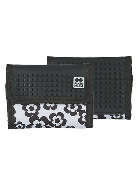 PIXIE CREW PIXIE CREW kreatív fekete-fehér virágos pénztárca