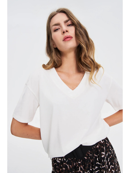 Moodo Fehér top V-nyakkivágással Moodo