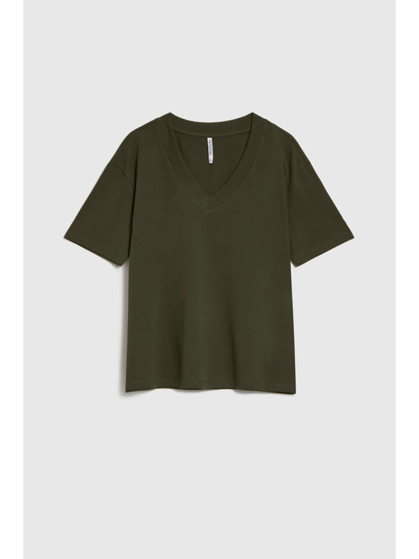Moodo Khaki top V-nyakkivágással Moodo