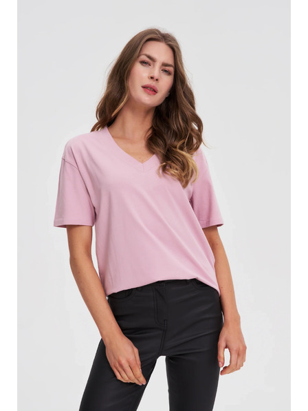 Moodo Rózsaszínű top V-nyakkivágással Moodo