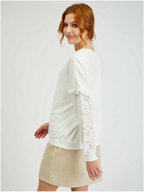 Orsay ORSAY fehér női pulóver díszített ujjakkal