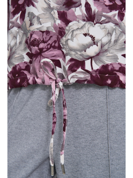 Moodo Virágos kapucnis pulóver fehér Moodo