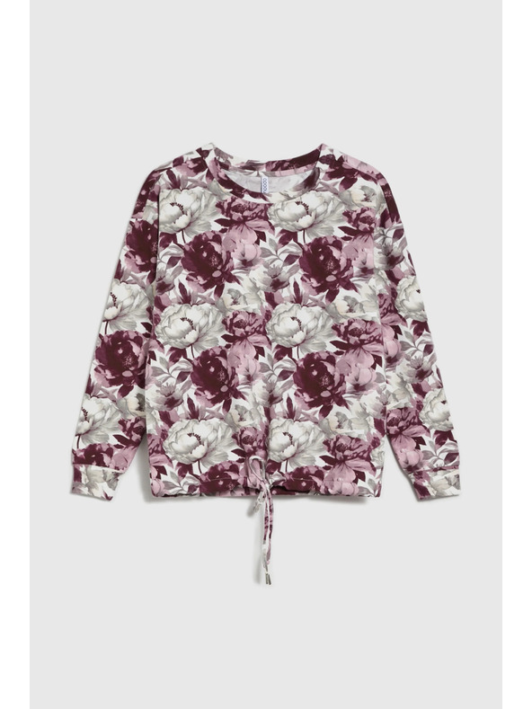 Moodo Virágos kapucnis pulóver fehér Moodo