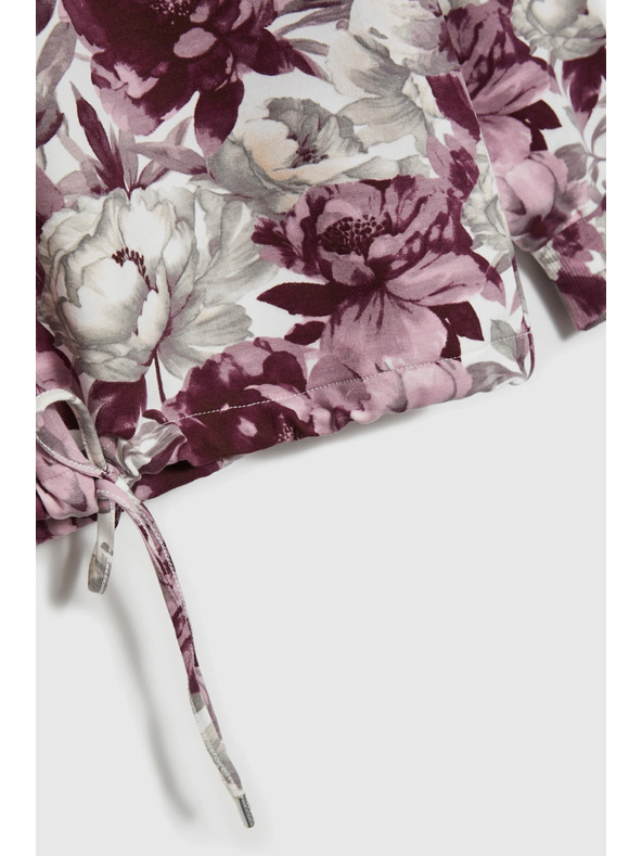 Moodo Virágos kapucnis pulóver fehér Moodo