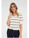 Moodo Csíkos rövid ujjú blúz ecru Moodo