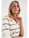 Moodo Csíkos rövid ujjú blúz ecru Moodo