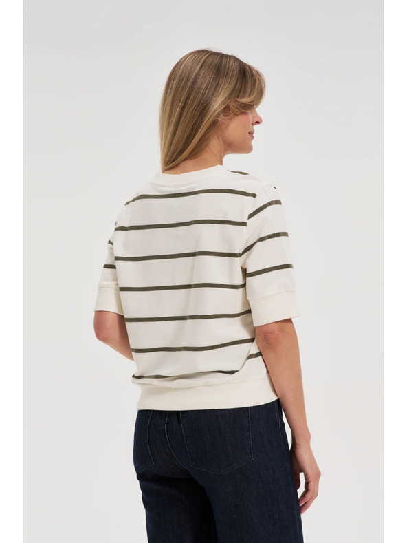 Moodo Csíkos rövid ujjú blúz ecru Moodo