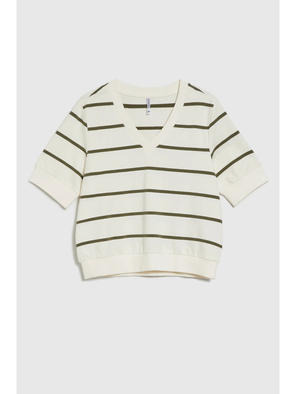 Moodo Csíkos rövid ujjú blúz ecru Moodo