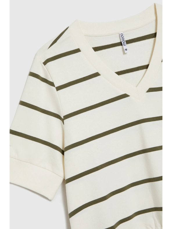 Moodo Csíkos rövid ujjú blúz ecru Moodo
