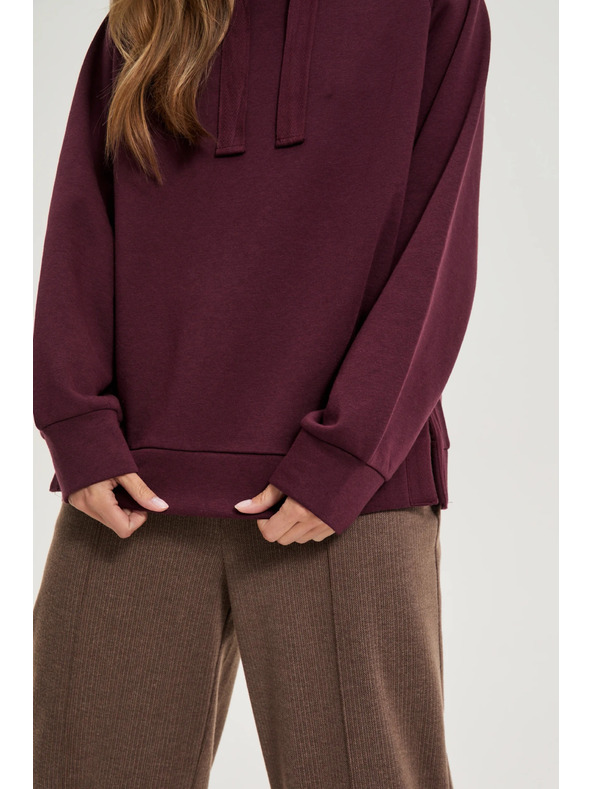 Moodo Kapucnis pulóver bordó Moodo