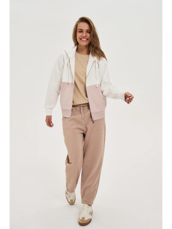 Moodo Cipzáras kapucnis pulóver bézs Moodo