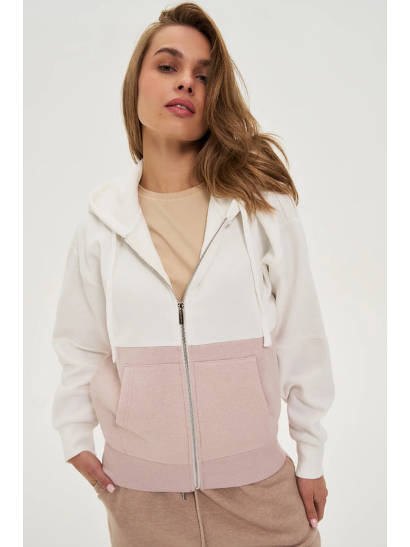 Moodo Cipzáras kapucnis pulóver bézs Moodo