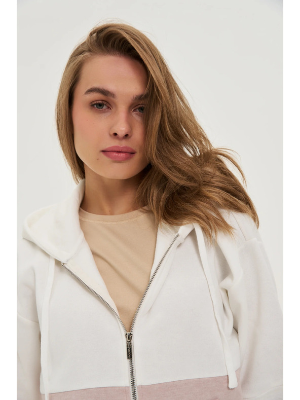 Moodo Cipzáras kapucnis pulóver bézs Moodo