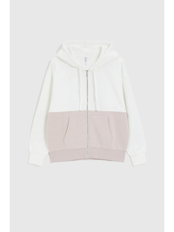 Moodo Cipzáras kapucnis pulóver bézs Moodo