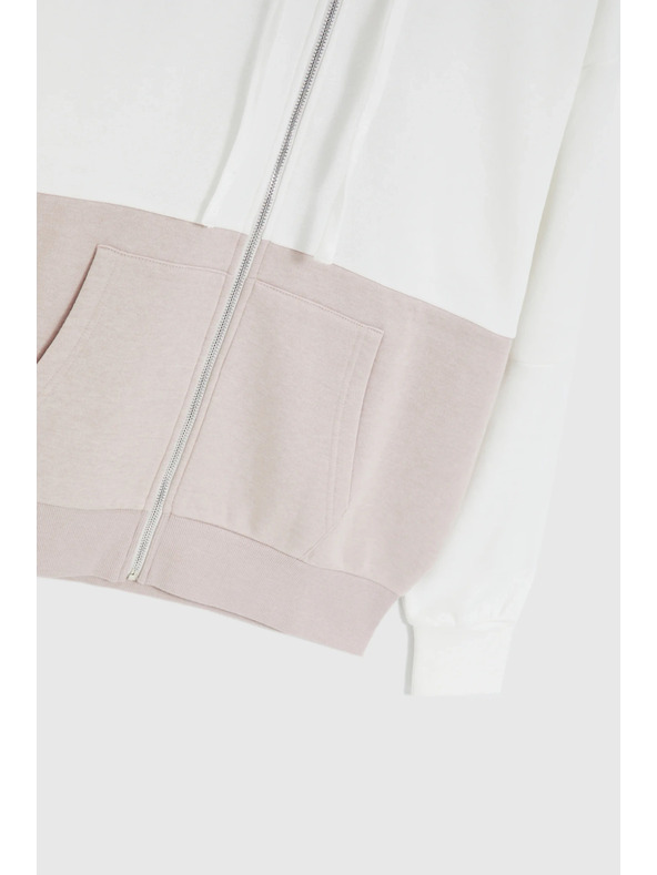 Moodo Cipzáras kapucnis pulóver bézs Moodo