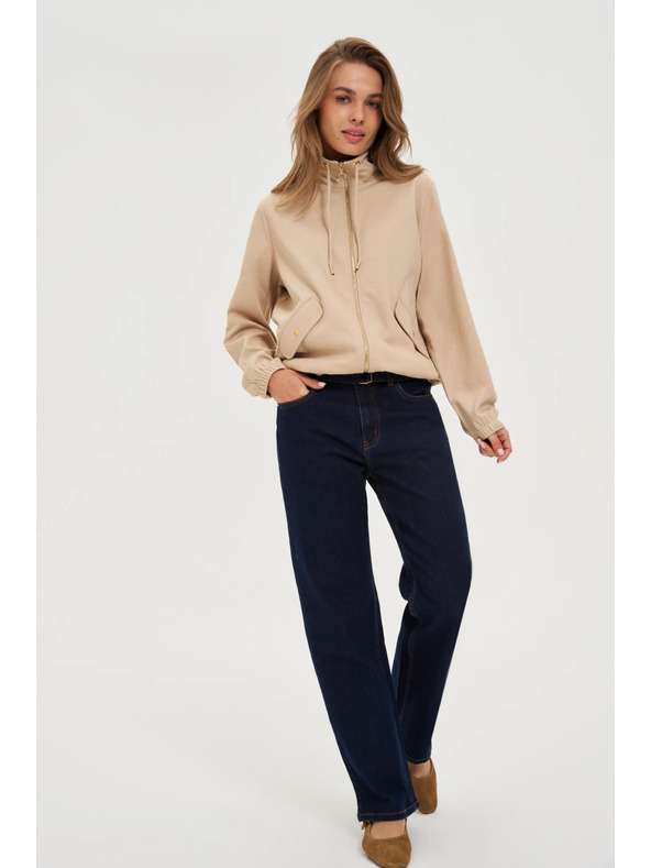Moodo Cipzáras kapucnis pulóver bézs Moodo