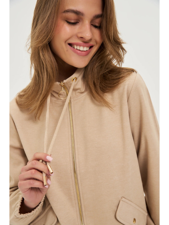 Moodo Cipzáras kapucnis pulóver bézs Moodo