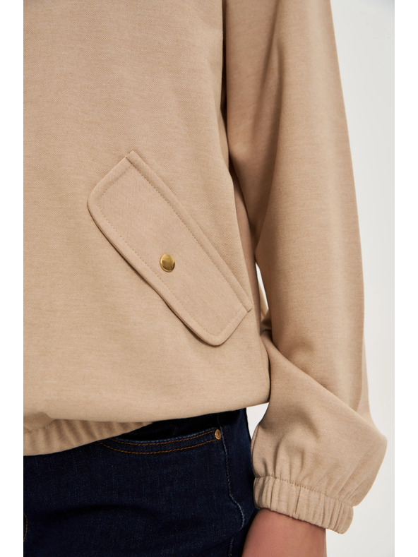 Moodo Cipzáras kapucnis pulóver bézs Moodo