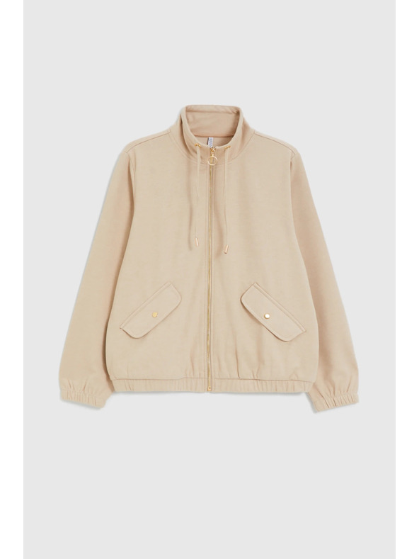 Moodo Cipzáras kapucnis pulóver bézs Moodo