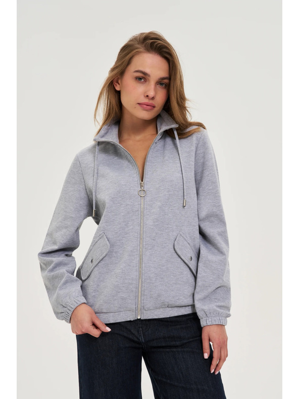 Moodo Cipzáras kapucnis pulóver szürke Moodo