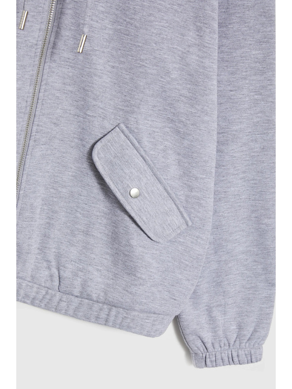 Moodo Cipzáras kapucnis pulóver szürke Moodo