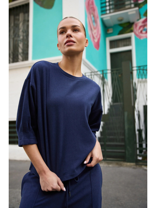 Moodo Rövid ujjú pulóver sötétkék Moodo