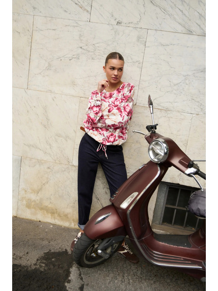 Moodo Virágos kapucnis pulóver rózsaszín Moodo