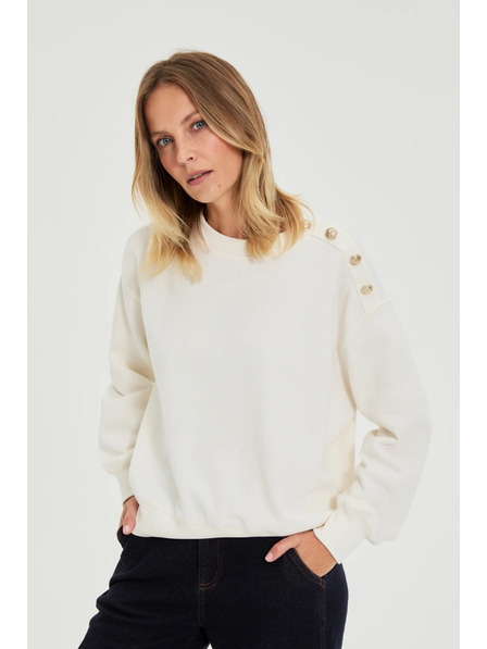 Moodo Ecru díszgombos pulóver Moodo